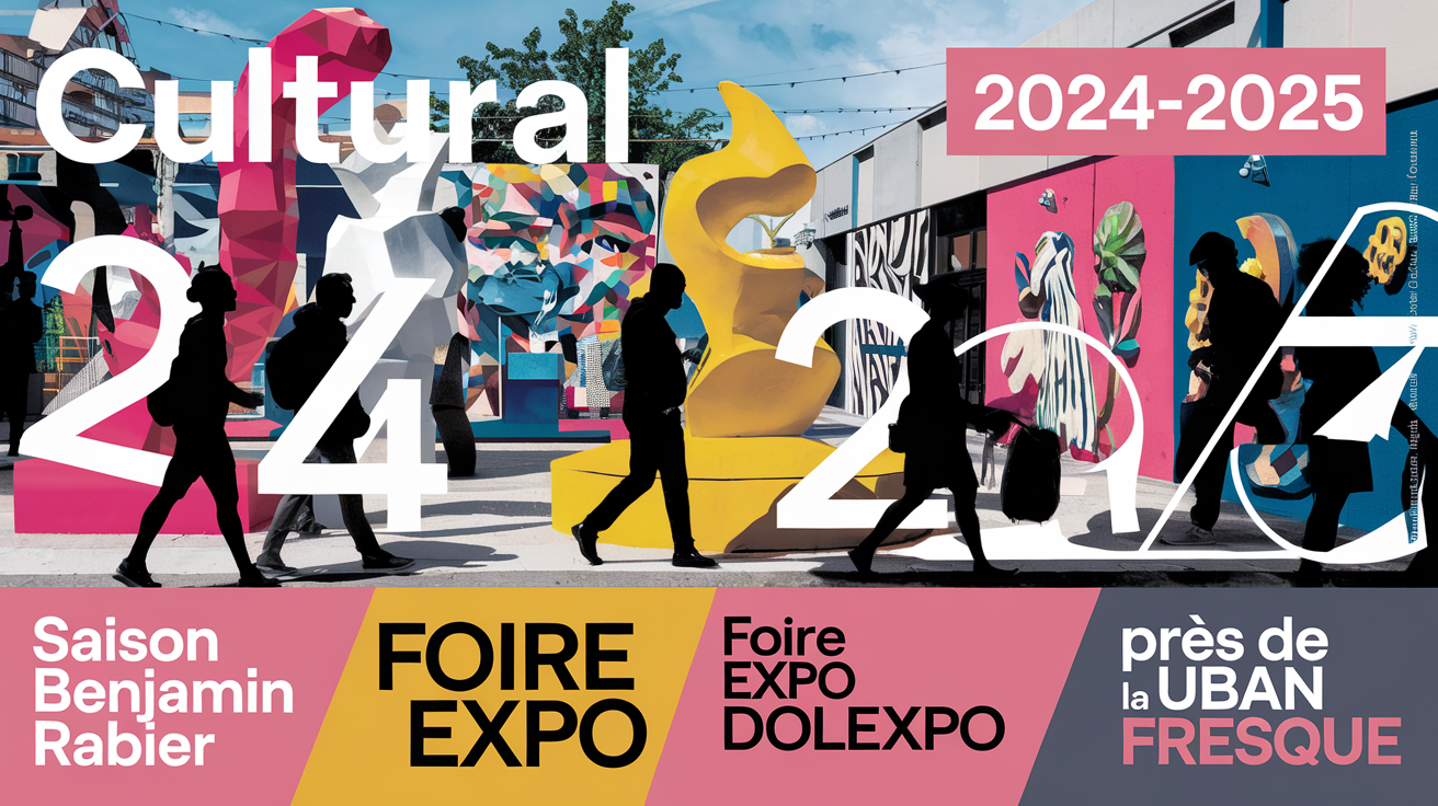 Affiche vibrante agenda culturel Dole 2024-2025 sculptures street-art