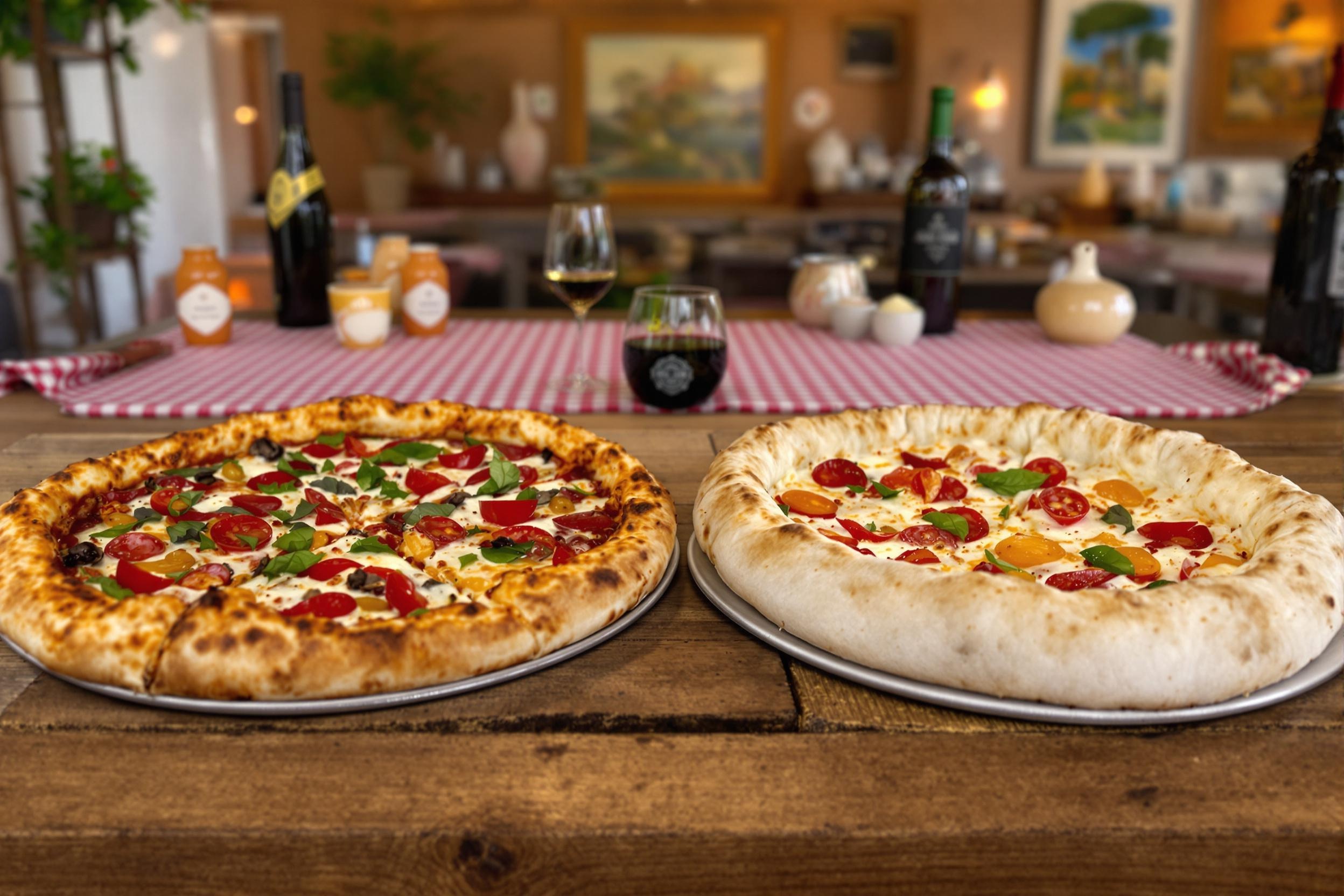 Comparatif pizzas pâte fine Dolce Vita et pâte épaisse Pizz’Up Dole